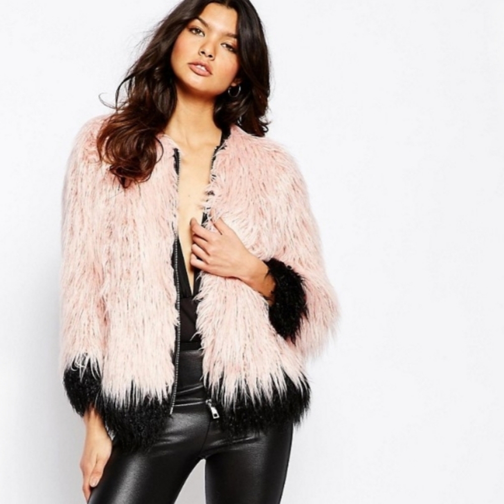 RIVER ISLAND MONGOLIAN FAUX FUR COAT